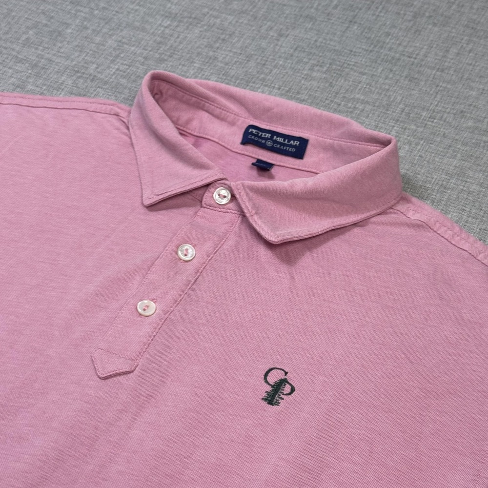 Peter Millar Crown Sport Calusa Pines Golf Club Pique Polo Shirt Mens XL Pink